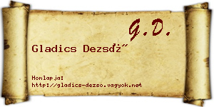 Gladics Dezső névjegykártya